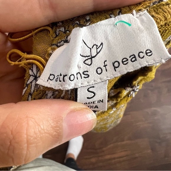 Patrons of Peace High Neck Mustard Yellow Smocked Floral Dress - Picture 11 of 11